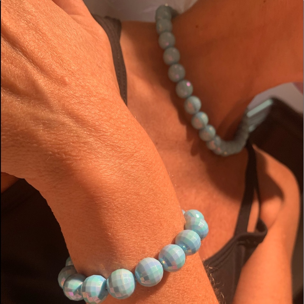 Light Blue Chunky Necklace & Bracelet Set